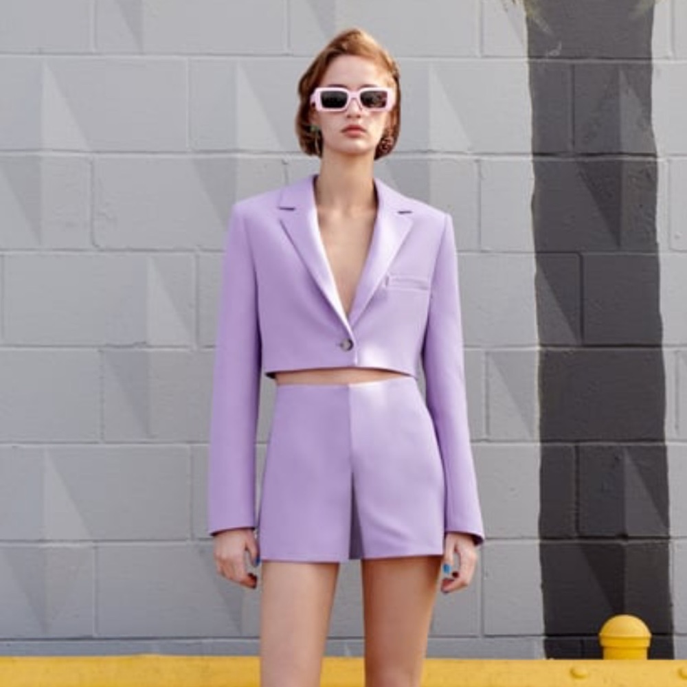 Zara Cropped Buttoned Blazer NWT